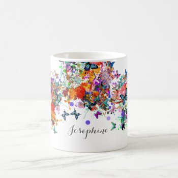 Personalized Paint Splash Butterflies Pop Art Coffee Mug by PersonalizationShop at Zazzle