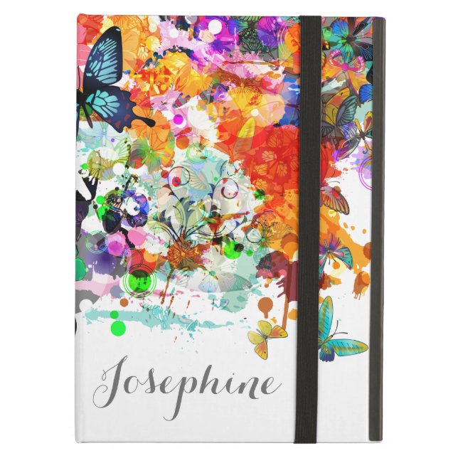 Personalized Paint splash Butterflies Pop Art Cover For iPad Air (Front Closed)