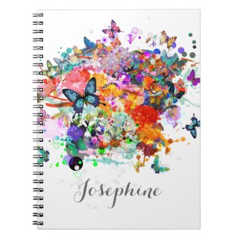 Personalized Paint Splash Butterflies Pop Art Notebook by PersonalizationShop at Zazzle