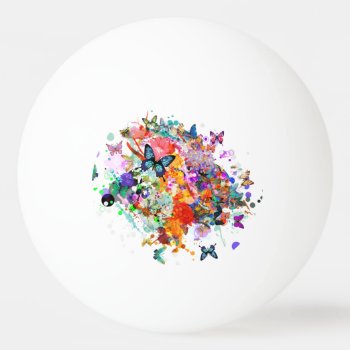 Personalized Paint Splash Butterflies Pop Art Ping Pong Ball by PersonalizationShop at Zazzle