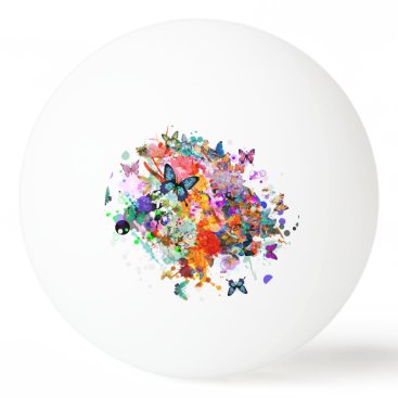 Personalized Paint splash Butterflies Pop Art Ping Pong Ball