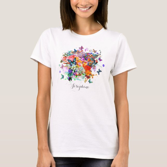 Personalized Paint splash Butterflies Pop Art T-Shirt (Front)