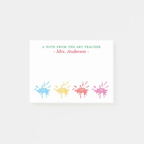 Personalized Paint Splashed Art Teacher Post_it Notes