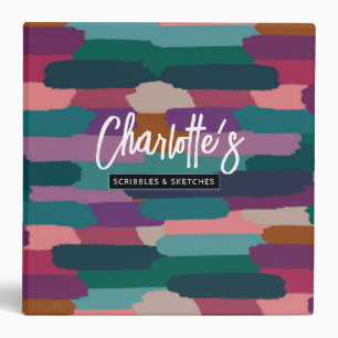 Personalized Painted Brushstrokes Purple Custom 3  3 Ring Binder
