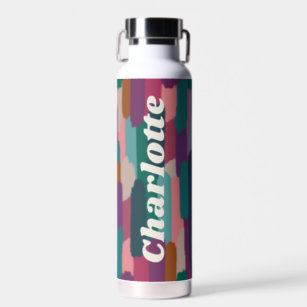 Personalized Painted Brushstrokes Purple Water Bottle