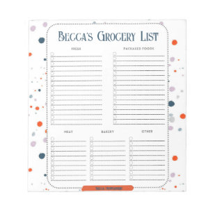Personalized Painted Dots Grocery List Notepad