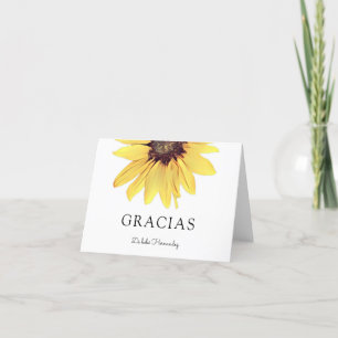 Personalized Painted Sunflower Gracias Letterpress Thank You Card