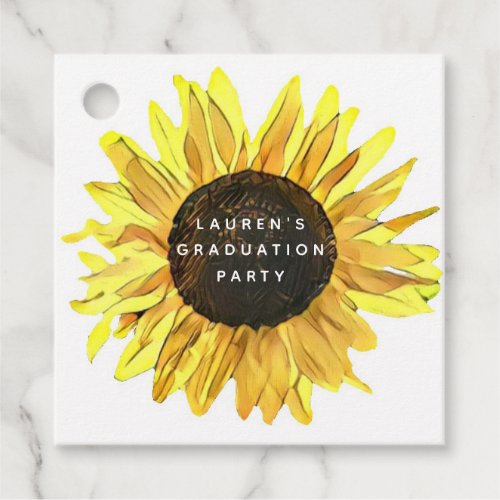 Personalized Painted Sunflower Graduation Party Favor Tags