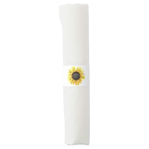 Personalized Painted Sunflower Graduation Party Napkin Bands
