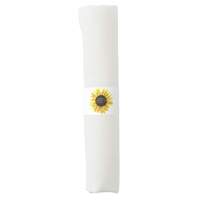 Personalized Painted Sunflower Graduation Party Napkin Bands (Front)