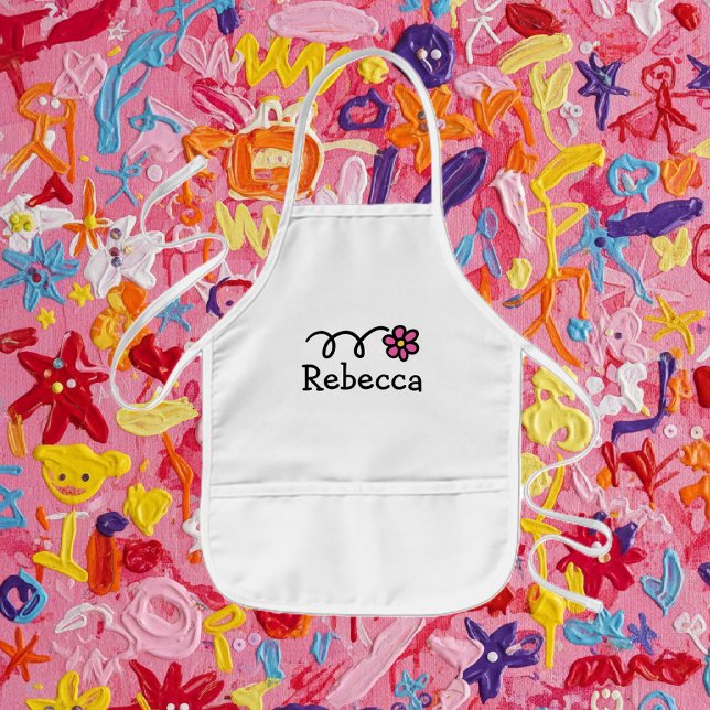 Personalized painting aprons for kids (kids apron with flower)