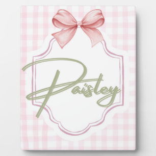 Personalized Paisley Baby Girl Nursery Gingham Plaque
