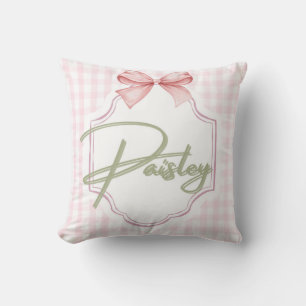 Personalized Paisley Baby Girl Nursery Gingham Throw Pillow
