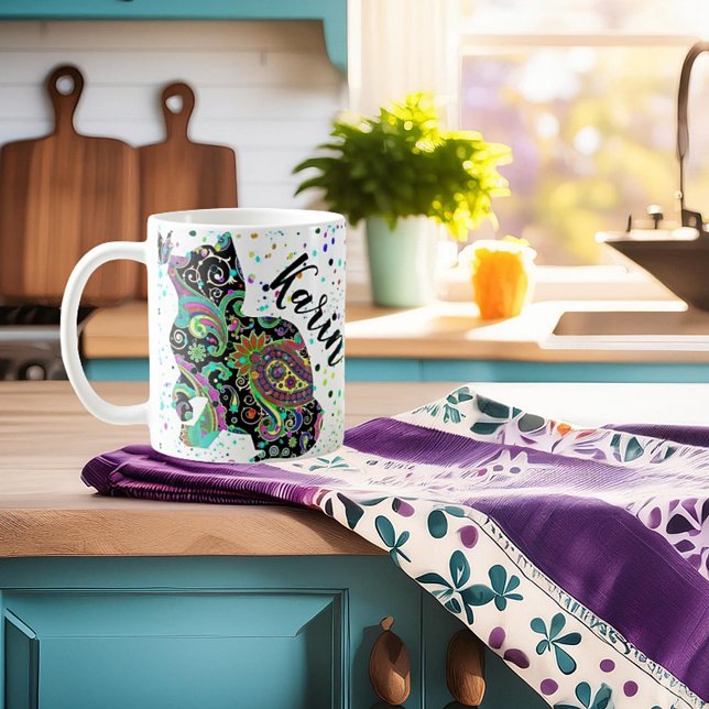 Personalized Paisley cat and butterfly Coffee Mug (Creator Uploaded)