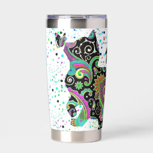 Personalized Paisley cat and butterfly Coffee Mug Insulated Tumbler
