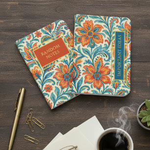 Personalized Paisley Floral Gold Foil Notebook Set