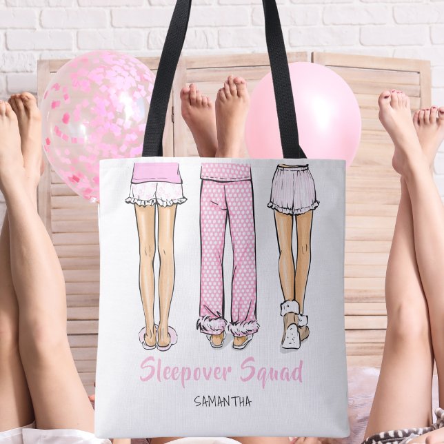 Personalized Pajama Party Trendy Sleepover Favor Tote Bag (Creator Uploaded)