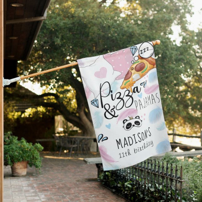 Personalized Pajamas Slumber Party House Flag (In SItu)