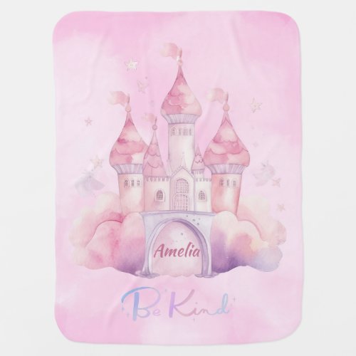 Personalized Palace in pink Magical Cloud Be Kind Baby Blanket
