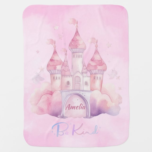 Personalized Palace in pink Magical Cloud Be Kind Baby Blanket (Front)