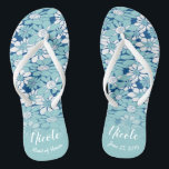 Personalized Pale Blue Floral Bridesmaid Flip Flops<br><div class="desc">Gift your bridal party with this pair of trendy flip flops that will be in use long after you say "I do"! They are an update of the classic pair, and totally appropriate for hitting the streets in. These stylish flip flops can be personalized to your liking. Add complementary text...</div>