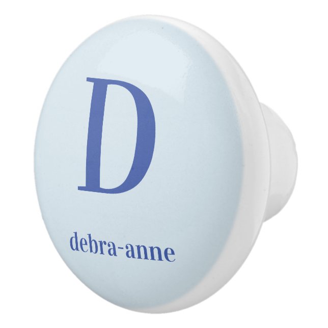 Personalized Pale Blue Knob with Dark Blue Text (Right)