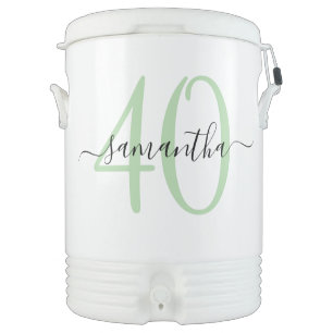 Personalized Pale Green 40th Birthday Beverage Cooler