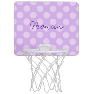 Personalized Pale Lavender Polka Dot Mini Basketball Hoop