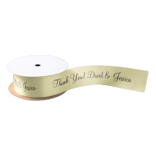 Personalized pale yellow wedding favor ribbon