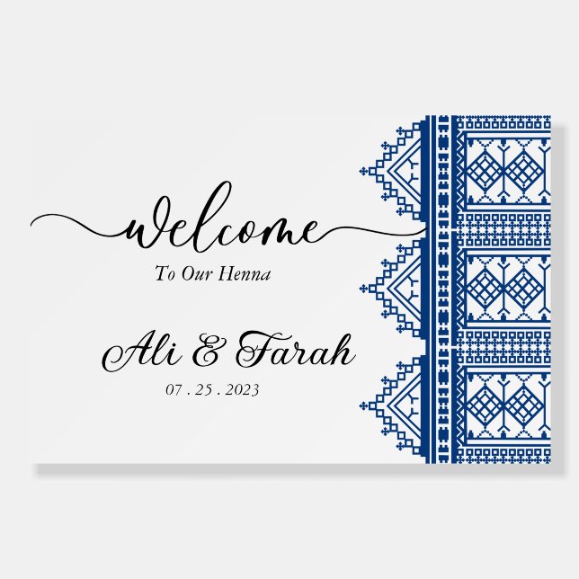 Personalized Palestinian Arab Henna Welcome Sign (Front)