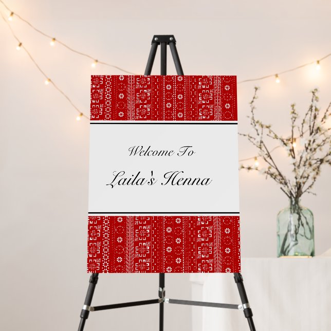 Personalized Palestinian Pattern Henna WelcomeSign Foam Board (In Situ (Stand))