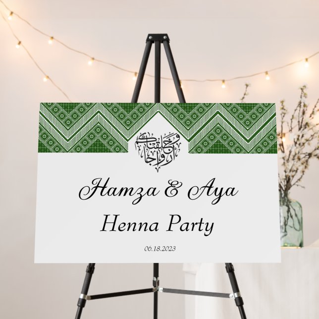 Personalized Palestinian Tatreez Henna Welcome Foam Board (In Situ (Stand))