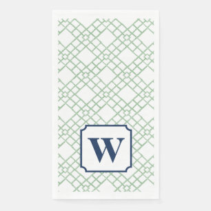 Personalized Palm Beach Green Lattice Monogram  Paper Guest Towels