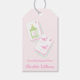 Personalized Palm Beach Mah Jongg Pink & Green Gift Tags