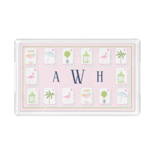Personalized Palm Beach Mahjong Monogram Acrylic Tray
