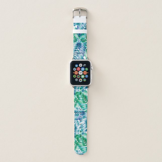 Personalized Palm Frond Tropical  Apple Watch Band (Front)