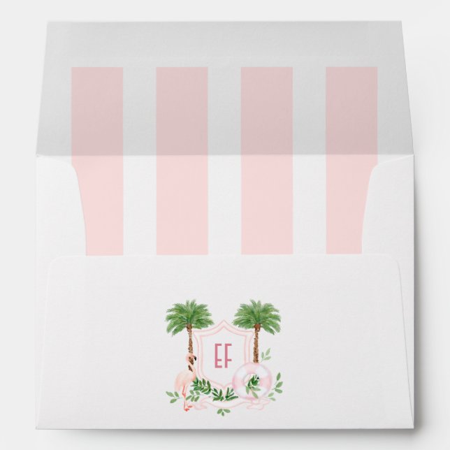 Personalized Palm Springs Flamingo Monogram Envelope (Back (Bottom))