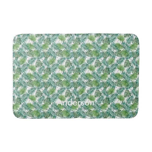 Personalized Palm tree Beach girly Bath Mat (Front)