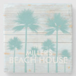 Personalized Palm Tree Beach House Stone Coaster at Zazzle