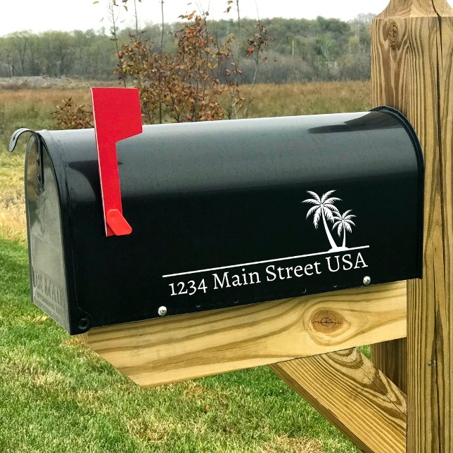 Personalized Palm Tree Mailbox Decal:Custom Street Bumper Sticker (Personalized Palm Tree Mailbox Decal: Custom Street Address)