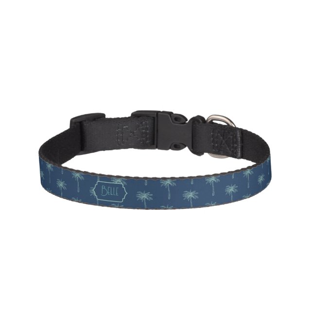 Personalized Palm Tree Pattern Pet Collar (Front)