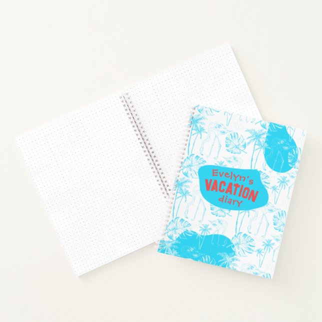 Personalized Palm Trees and Flamingo Turquoise Notebook (Inside)