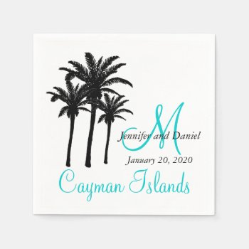 Personalized Palm Trees Beach Wedding Paper Napkin by MonogramGalleryGifts at Zazzle