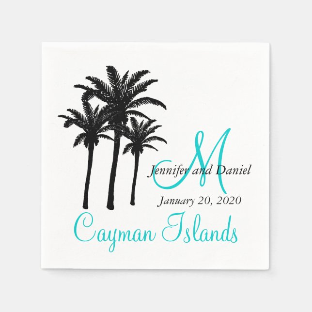 Personalized Palm Trees Beach Wedding Paper Napkin (Front)
