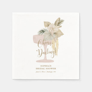 Personalized Palms and Prosecco Bridal Shower Napkins