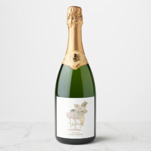 Personalized Palms and Prosecco Bridal Shower Sparkling Wine Label