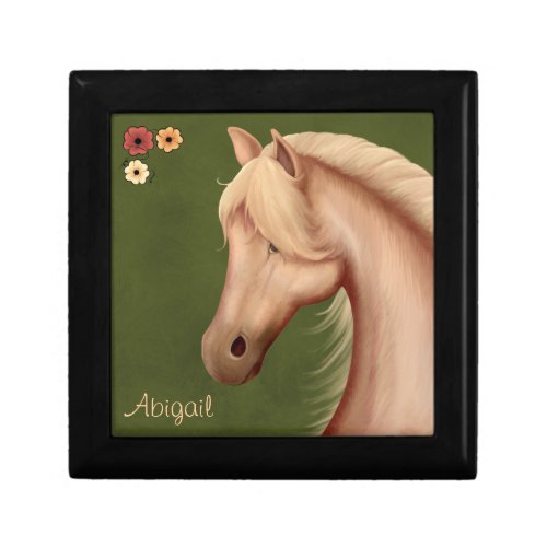 Personalized Palomino Pony and Flowers Horse Gift Box