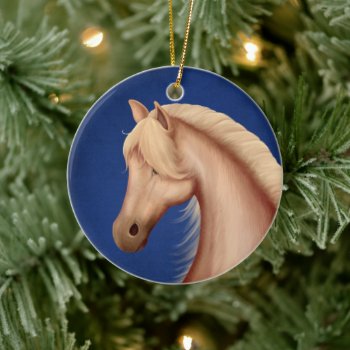 Personalized Palomino Pony Red White Blue Horse Ceramic Ornament by TheCutieCollection at Zazzle