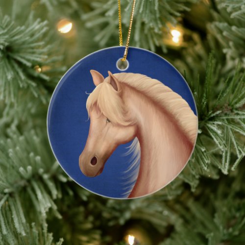 Personalized Palomino Pony Red White Blue Horse Ceramic Ornament