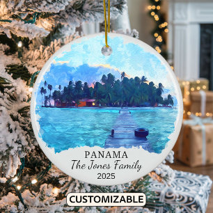 Personalized Panama Ornament, Central America Ceramic Ornament